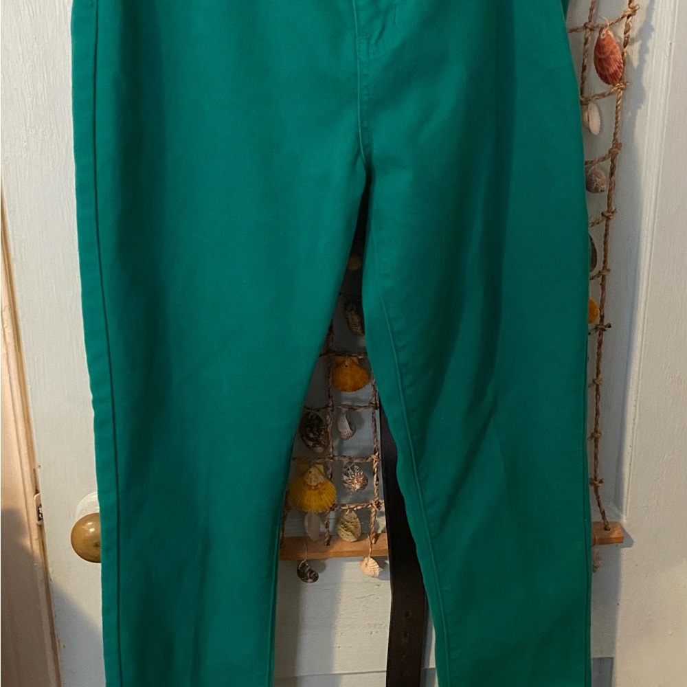 Preowned Women’s “Dots” Jeans. Dark Green. Size Curvy 15/16. Inseam 32”